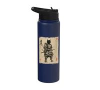 Samurai Cat | Hommes, Chat Noir Samouraï Art Graphique, Japonais Stainless Steel Insulated Water Bottle