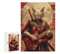 Samurai Cat Playing Guitar Puzzle 1000 Pièces Educa Jouet en Bois Cadeau Unique Décoration Intérieure Jeu Éducatif Challenge Toy Adultes Et Enfants À Partir De 14 Ans 300 PCS