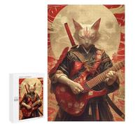 Samurai Cat Playing Guitar Puzzle 1000 Pièces Educa Jouet en Bois Cadeau Unique Décoration Intérieure Jeu Éducatif Challenge Toy Adultes Et Enfants À Partir De 14 Ans 1000 PCS