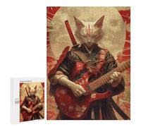 Samurai Cat Playing Guitar Puzzle 1000 Pièces Educa Jouet en Bois Cadeau Unique Décoration Intérieure Jeu Éducatif Challenge Toy Adultes Et Enfants À Partir De 14 Ans 500 PCS