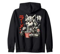 Samurai Cat Ramen Japanese Warrior Manga graphique vintage Sweat à Capuche
