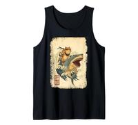 Samurai Cat Shirt - Retro Ninja Japanese Cat Shark Kanagawa Débardeur
