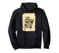 Samurai Cat Shirt - Retro Ninja Japanese Cat Shark Kanagawa Sweat à Capuche