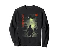Samurai Cat vs Alien UFO Japonais Sci-FI Retro Art Ninja Cat Sweatshirt