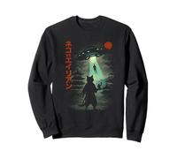 Samurai Cat vs Alien UFO Japonais Sci-FI Retro Art Ninja Cat Sweatshirt