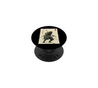 Samurai Cat Warrior Ink Artwork Kawaii Anime Cat Samourai PopSockets PopGrip Adhésif