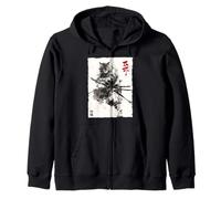 Samurai Cat Warrior Ink Artwork Kawaii Anime Cat Samourai Sweat à Capuche