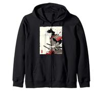 Samurai Cat Warrior Ink Artwork Kawaii Anime Cat Samourai Sweat à Capuche