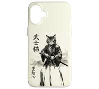 Samurai Cat Warrior Japanese Art Feline Katana Coque pour iPhone 16 Plus