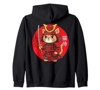 Samurai Cat Warrior Japanese Ukiyo-e Art Anime Kawaii Ninja Sweat à Capuche