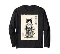 Samurai Cat Warrior Kawaii Anime Japonais Chat Samouraï Manche Longue