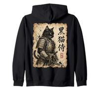 Samurai Cat Warrior Kuroneko Japanese Kanji Art Sweat à Capuche