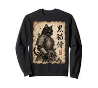 Samurai Cat Warrior Kuroneko Japanese Kanji Art Sweatshirt