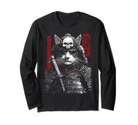 Samurai Cat Warrior Ukiyo Ink Artwork Soldat Cat Samourai Manche Longue