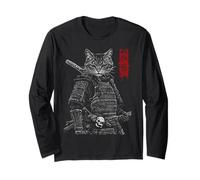 Samurai Cat Warrior Ukiyo Ink Artwork Soldat Cat Samourai Manche Longue