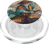 Samurai Chat Dual Katana Art Japonais félin Guerrier Ronin PopSockets PopGrip pour MagSafe