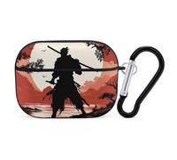 Samurai Coque pour AirPods Pro 2, coque de protection rigide antichoc pour homme et femme, compatible avec Airpod Pro 2e/1ère génération, avec porte-clés (noir)