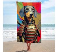 Samurai Dachshund : une fusion unique de tradition et de fantaisie. Serviette lavable GSM, absorbante, idéale pour la salle de bain, la plage, le spa, la salle de sport et l'hôtel. Taille unique.