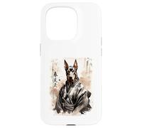 Samurai Doberman Dog Warrior Encre Japonaise Art Japon Coque pour iPhone 15 Pro