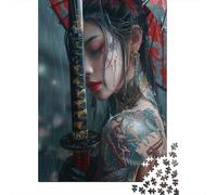 Samuraï Femme Pluie 1000 Pièces Carton Épais Puzzle Premium Collecteurs Décompression Défiant Décoration Murale Idée Cadeau 70x50cm/1000pcs