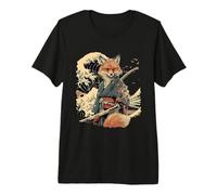 Samurai Fox Ninja Renard Japonais Guerrier Océan T-Shirt Haut de Gamme