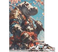 Samurai Hippo Cherry Blossoms Puzzle 1000 Pieces Cadeau Unique Jeu Éducatif Défi Jouet À De Qualité Supérieure Peinture Art pour Adultes Enfants 1000pcs (75x50cm)