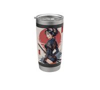 Samurai Japanese Katana Cat Girl Design Gobelet isotherme en acier inoxydable double paroi