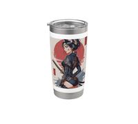 Samurai Japanese Katana Cat Girl Design Gobelet isotherme en acier inoxydable double paroi