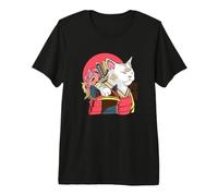 Samurai Japonais Ninja Cat Cattori Hanzo Katana T-Shirt Haut de Gamme