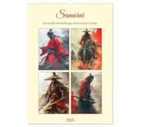 Samurai. Kunstvolle Darstellungen historischer Krieger (Wandkalender 2026 DIN A2 hoch), CALVENDO Monatskalender: Die tapferen Krieger des alten Japans in tollen Paintings