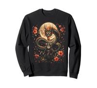 Samurai Ninja Cat Dragon Moon Art esthétique Japonais Sweatshirt