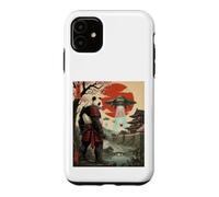 Samurai Panda UFO Alien Invasion Japonais Ukiyo-e Coque pour iPhone 11