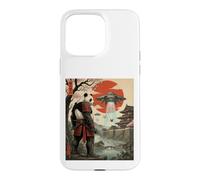 Samurai Panda UFO Alien Invasion Japonais Ukiyo-e Coque pour iPhone 15 Pro Max