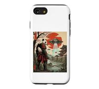 Samurai Panda UFO Alien Invasion Japonais Ukiyo-e Coque pour iPhone SE (2020) / 7/8