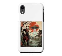 Samurai Panda UFO Alien Invasion Japonais Ukiyo-e Coque pour iPhone XR