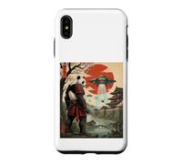 Samurai Panda UFO Alien Invasion Japonais Ukiyo-e Coque pour iPhone XS Max