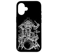 Samurai Playing Drums Rock Drummer Musician Band Coque pour iPhone 16