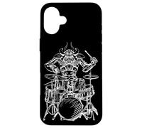 Samurai Playing Drums Rock Drummer Musician Band Coque pour iPhone 16 Plus