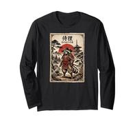 Samurai Raccoon Japanese Vintage Funny Gifts Graphic Art Manche Longue