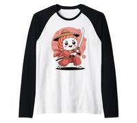 Samurai Sushi Roll Kawaii, Dessin animé Amusant et Mignon, Art Japonais Manche Raglan