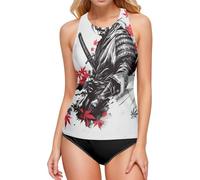 Samurai Tankini pour femme Haut de maillot de bain débardeur gainant sans bas, Samourai, Taille S