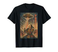Samurai vs UFO - Vintage Japanese Sci-FI Warrior Design T-Shirt