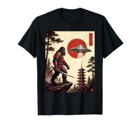 Samurai Warrior Bigfoot Japanese UFO Vintage Ukiyo-E Graphic T-Shirt