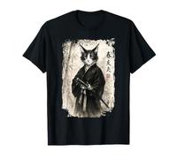 Samurai Warrior Cat Encre Japonaise Art Sumi-e Japan T-Shirt