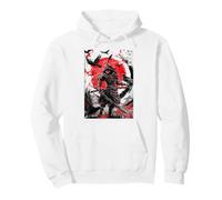 Samurai Warrior Japonais Sumi-e Ink Art Raven Red Moon Illus Sweat à Capuche