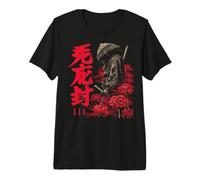 Samurai Warrior Red Spider Lily Flower Anime Otaku Japonais T-Shirt Haut de Gamme