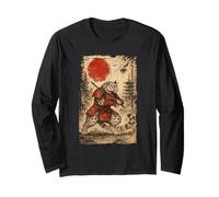 Samurai Warrior Snow Leopard Japanese Vintage Graphic Humor Manche Longue