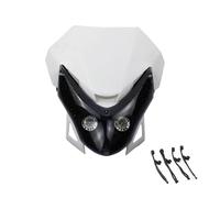 SAMWDK Phare Avant Phare Avant En Plastique PP Modifié Pour Plupart Des Motos Phares LED Pour Motos Tout-terrain Avec Sangles En Caoutchouc(Blanc)