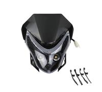 SAMWDK Phare Avant Phare Avant En Plastique PP Modifié Pour Plupart Des Motos Phares LED Pour Motos Tout-terrain Avec Sangles En Caoutchouc(Le noir)