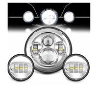 SAMWDK Phare Avant Phare Moto À LED 7 Pouces Pour Electra Pour Glide Pour Softail Pour Fat Pour Boy Pour Touring Avec Feux Antibrouillard 4,5 Pouces(7inch and 4.5 inch C)